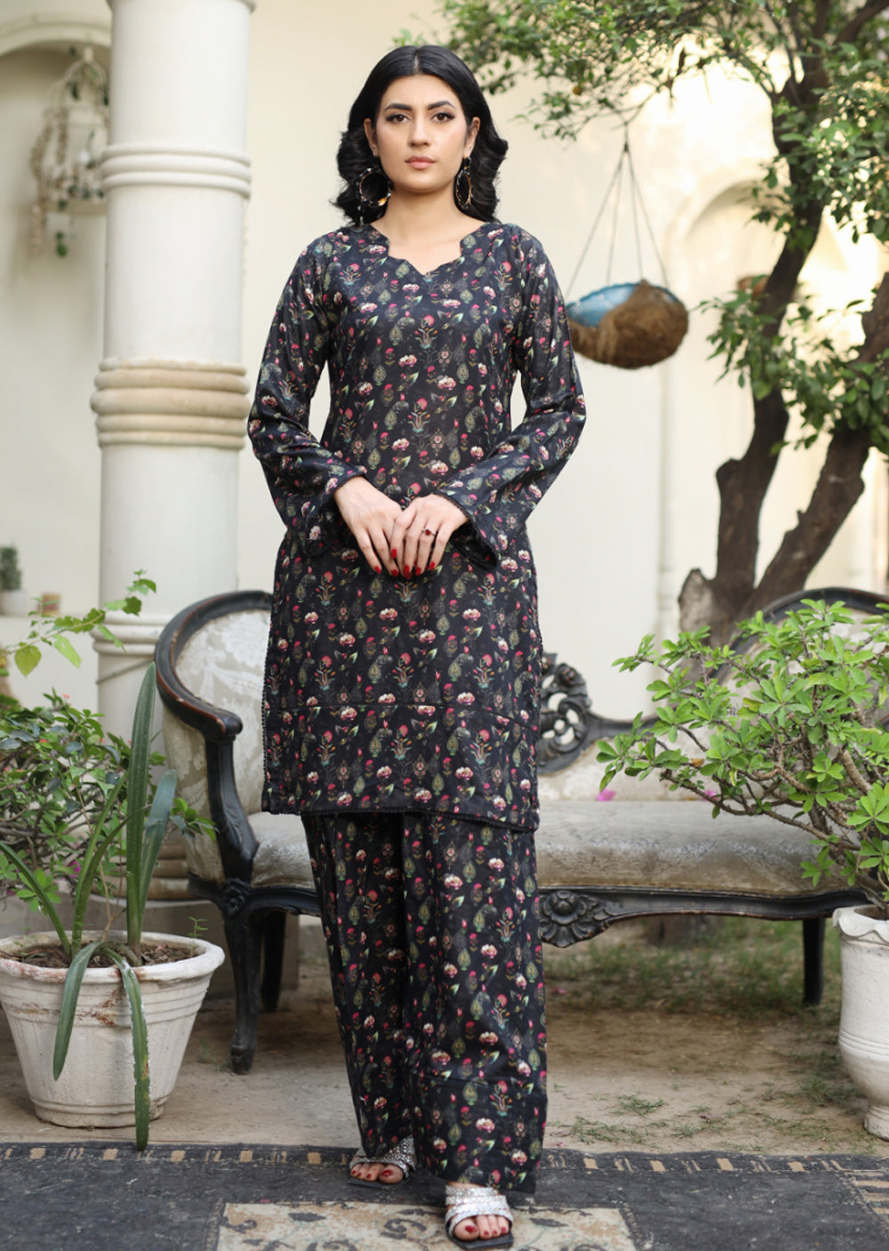 BUT-102 - Black - S.Prints Printed Lawn Co-ords - Memsaab Online