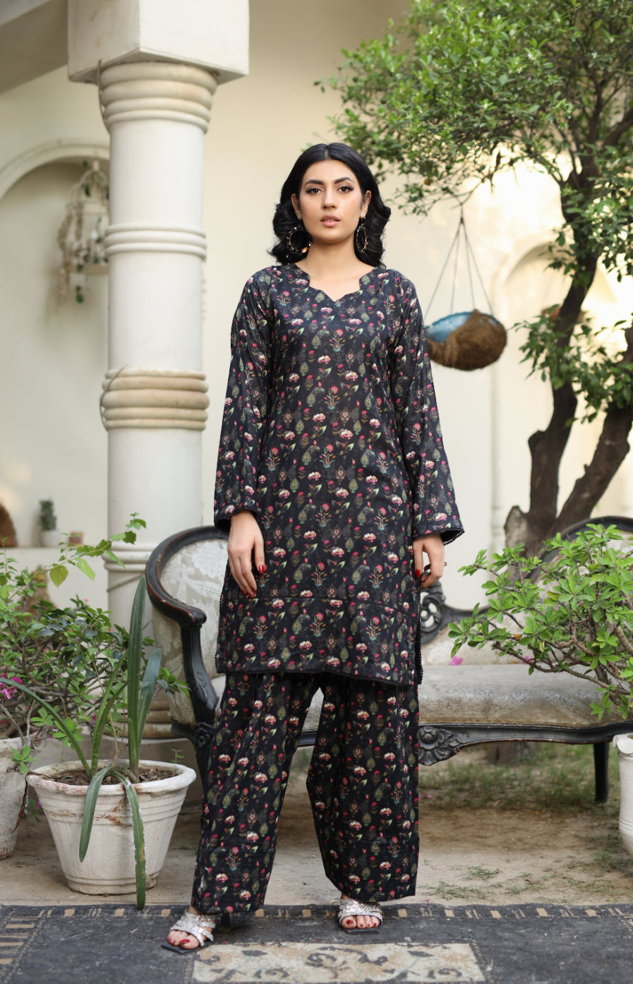 BUT-102 - Black - S.Prints Printed Lawn Co-ords - Memsaab Online
