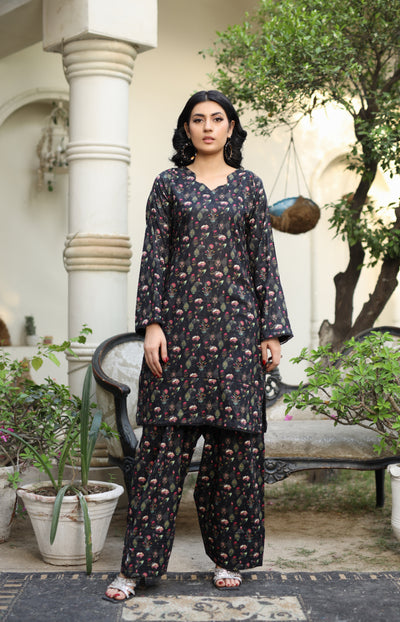 BUT-102 - Black - S.Prints Printed Lawn Co-ords - Memsaab Online