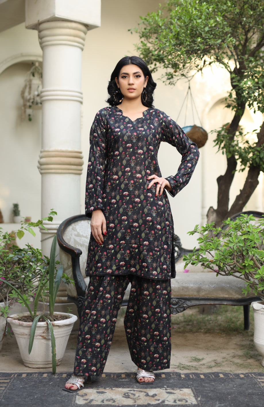 BUT-102 - Black - S.Prints Printed Lawn Co-ords - Memsaab Online