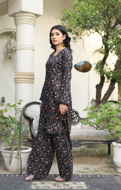 BUT-102 - Black - S.Prints Printed Lawn Co-ords - Memsaab Online