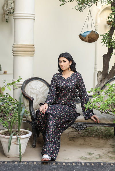 BUT-102 - Black - S.Prints Printed Lawn Co-ords - Memsaab Online