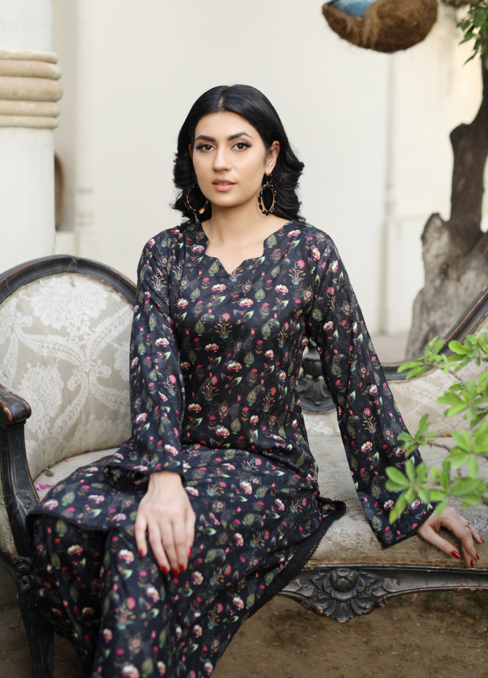 BUT-102 - Black - S.Prints Printed Lawn Co-ords - Memsaab Online