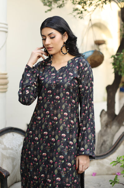 BUT-102 - Black - S.Prints Printed Lawn Co-ords - Memsaab Online