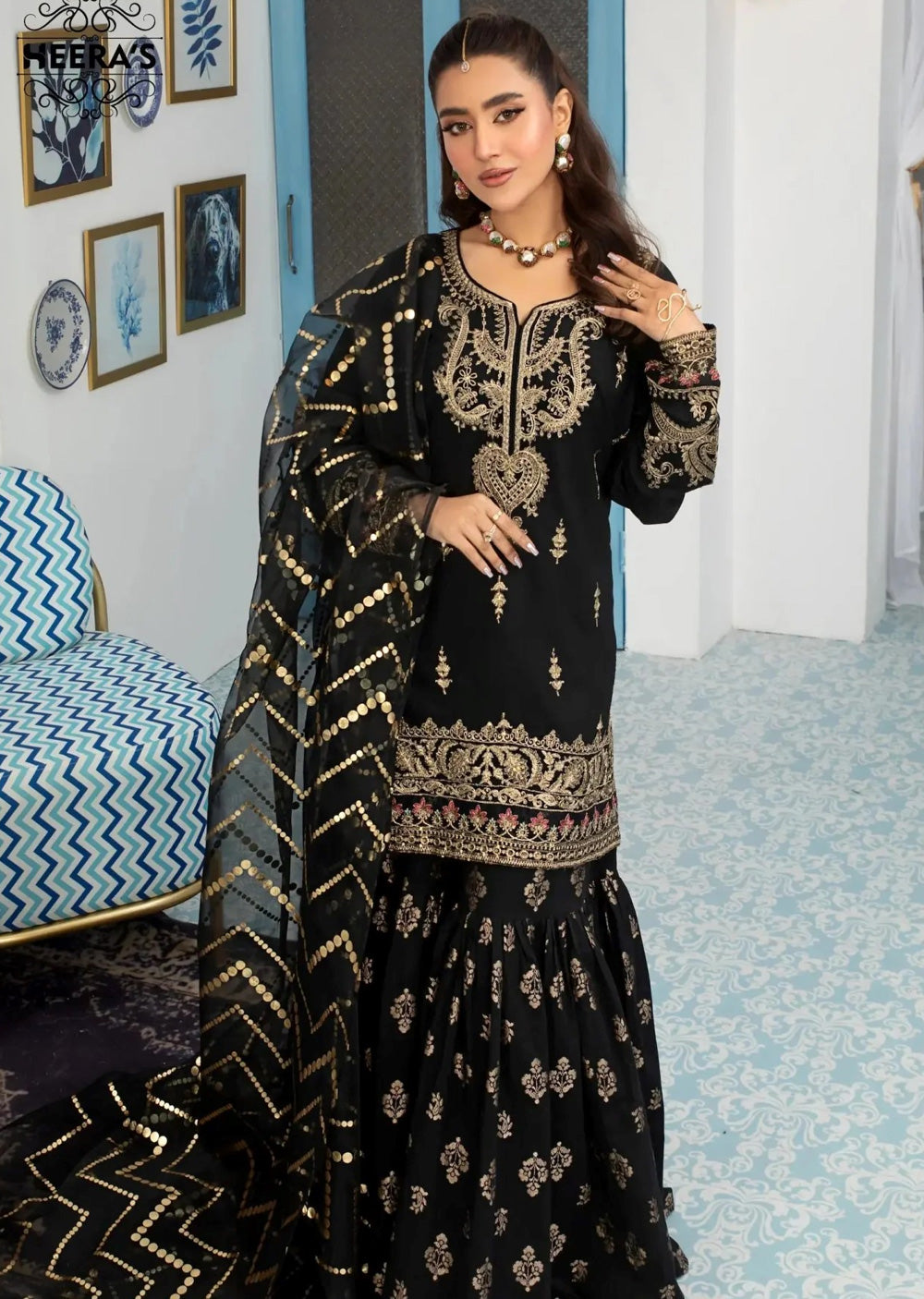 HSS-356- Readymade GLAMOUROUS GHARARA Heeras Suit - Memsaab Online