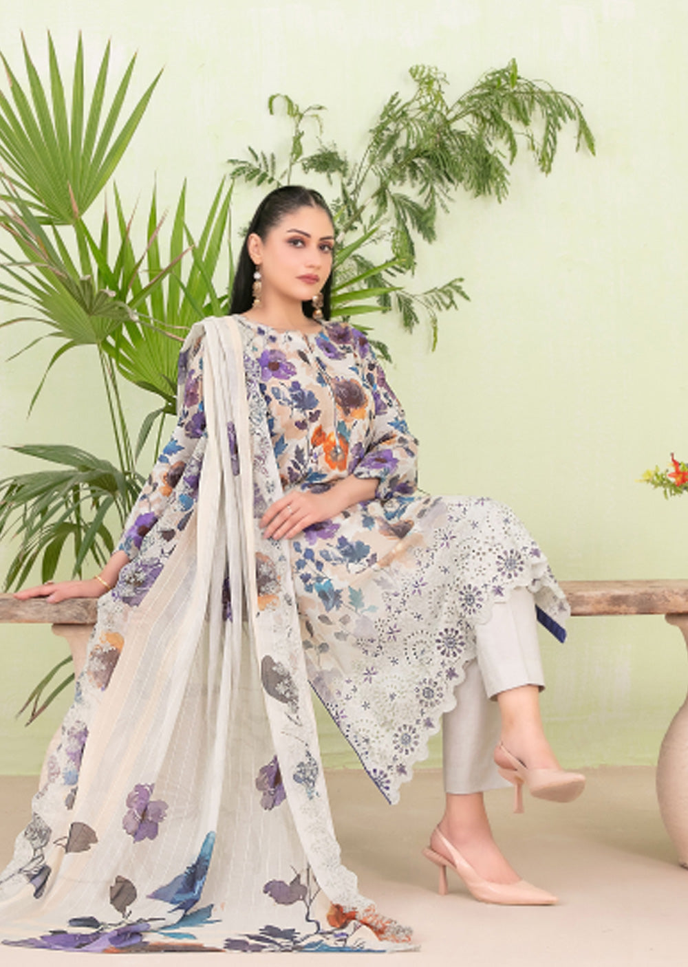 TWD-1718- ReadymadeErva Tawakkal Lawn Suit - Memsaab Online