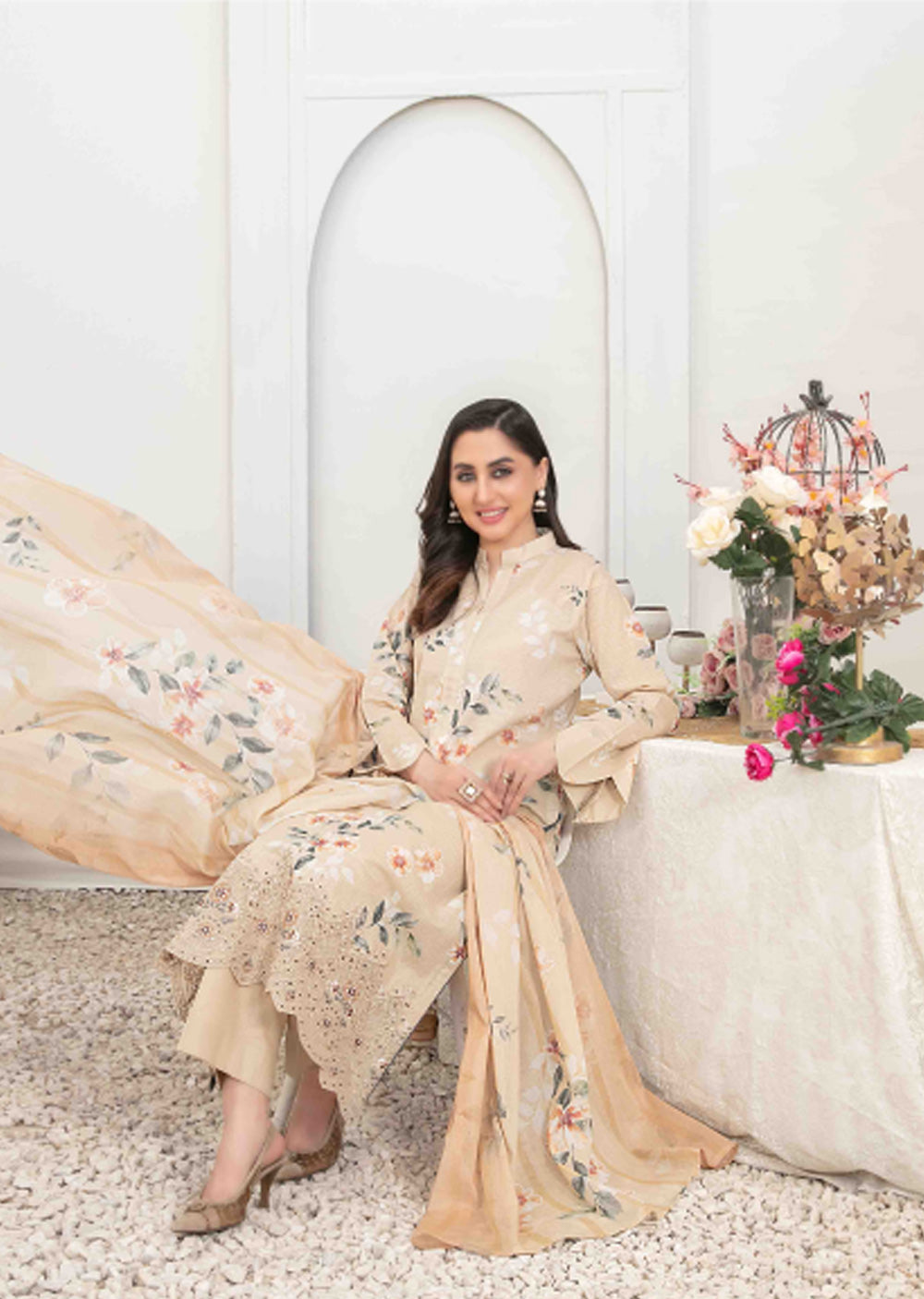 TWD-1687-Readymade Areeba Tawakkal Lawn Suit 2025 - Memsaab Online