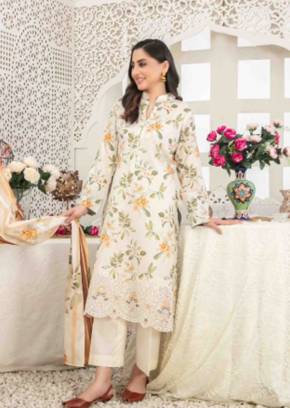 TWD-1686- Readymade Areeba Tawakkal Lawn Suit 2025 - Memsaab Online