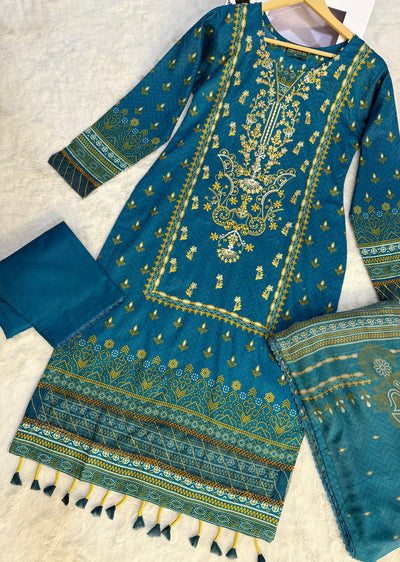 MDNA-04 - Teal Embroidered Lawn Outfit - Memsaab Online