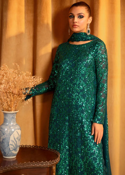 DLU5087-Aquamarine - Meeral Luxe - Readymade Organza Suit - Memsaab Online