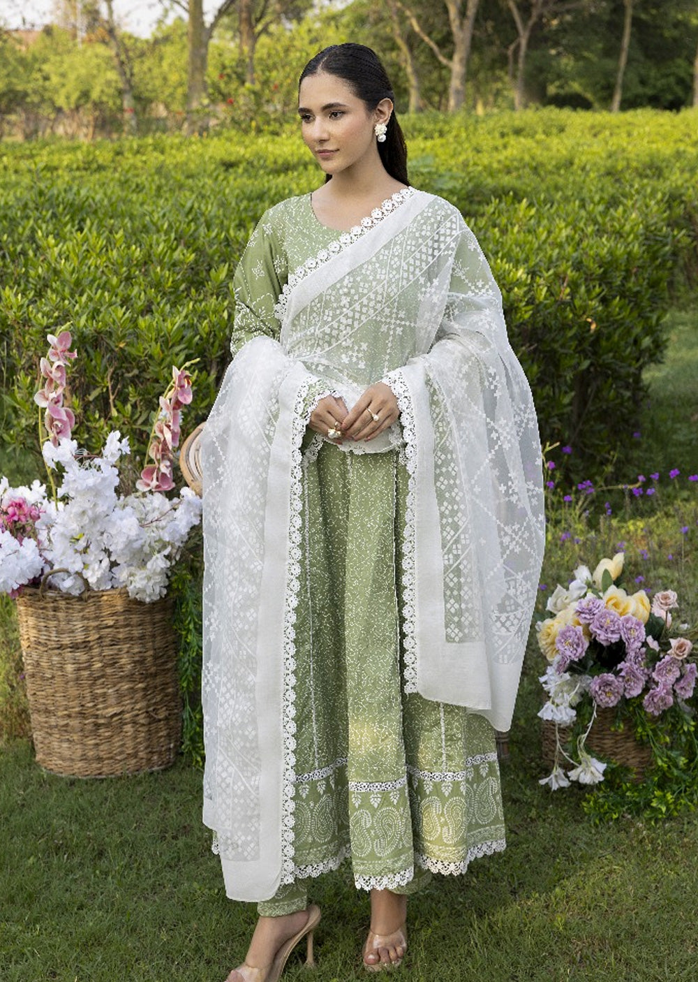 HSS-349- Readymade PISTACHIO FLORAL Heeras Suit - Memsaab Online