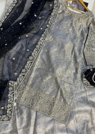 SRB1219 Fozia - Grey/Navy - Readymade - Sehrish.B Designer