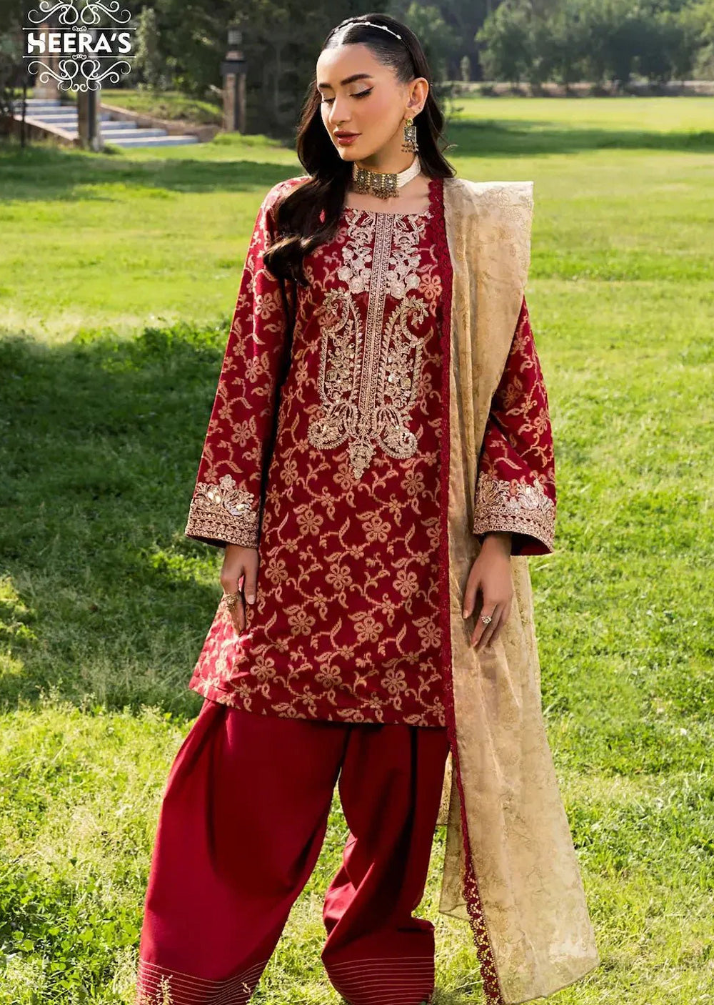 HSS-352- Readymade LUCERA MAROON FARSHI Heeras Suit - Memsaab Online