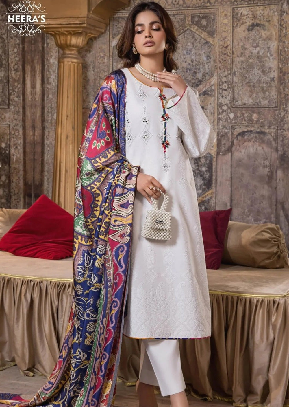 HSS-363- Readymade IVORY ROYALE Heeras Suit - Memsaab Online