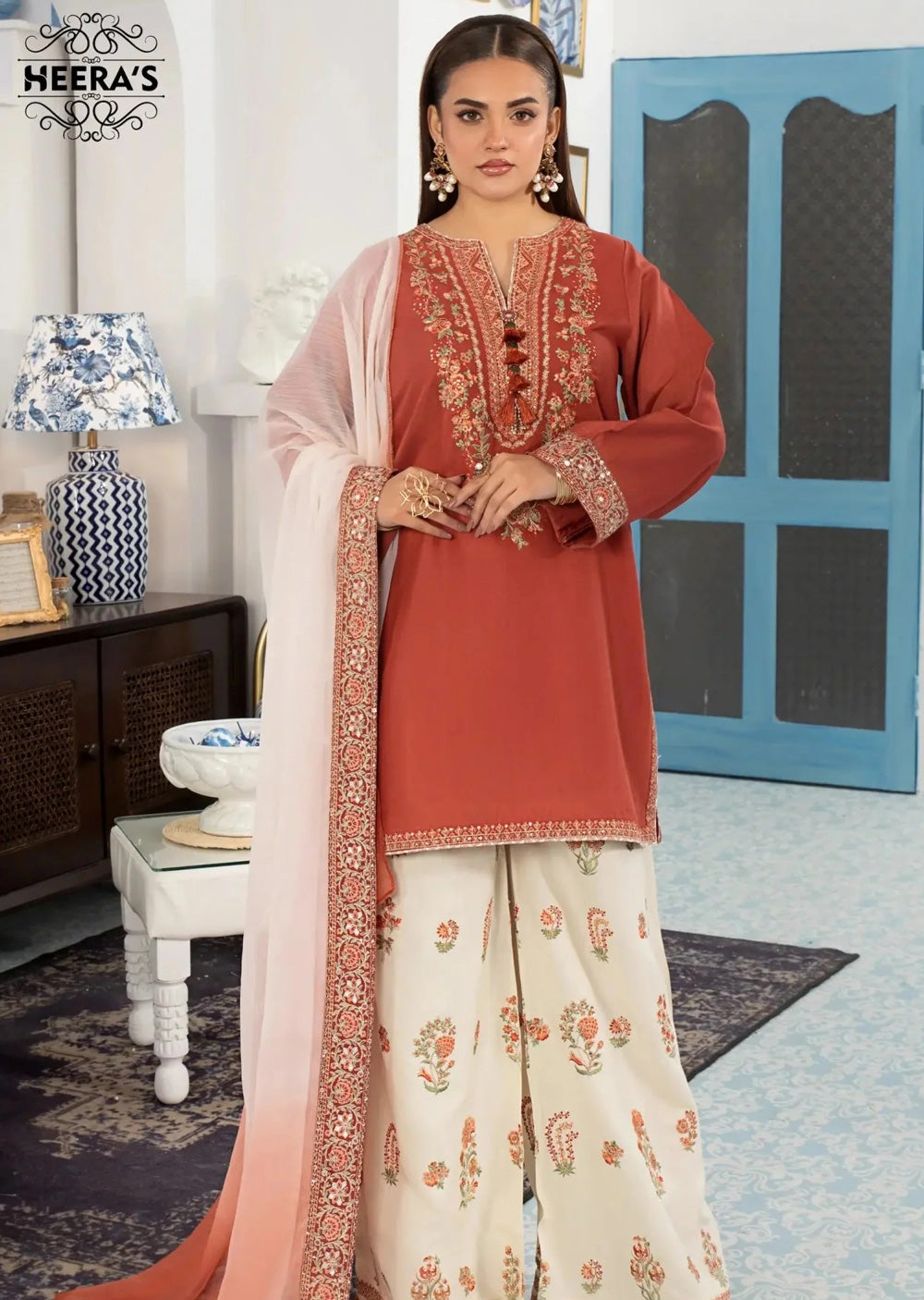 HSS-359- Readymade Neelofar Elara Heeras Suit - Memsaab Online