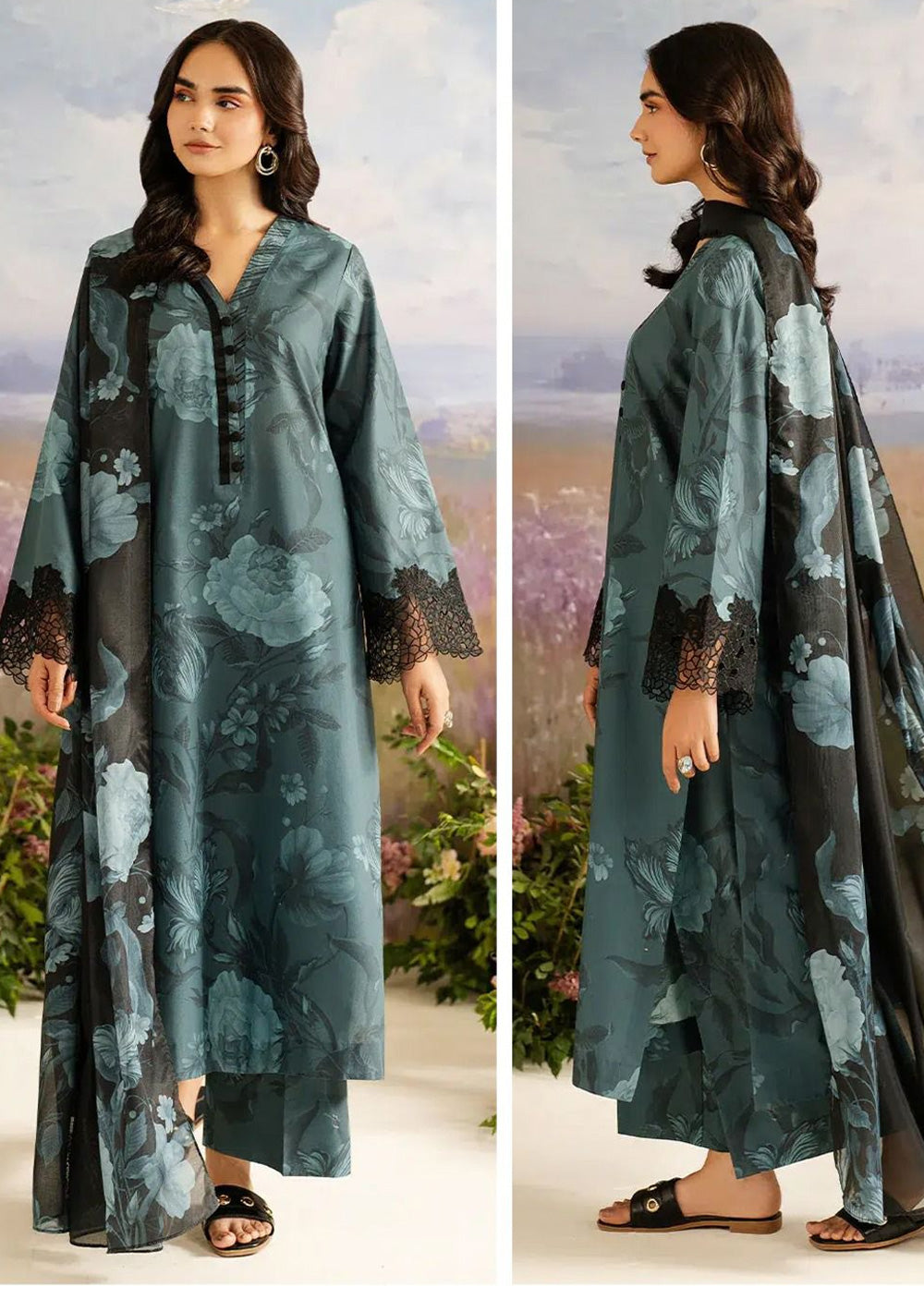 NU-04 - Baroque Inspired Linen Suit - Memsaab Online