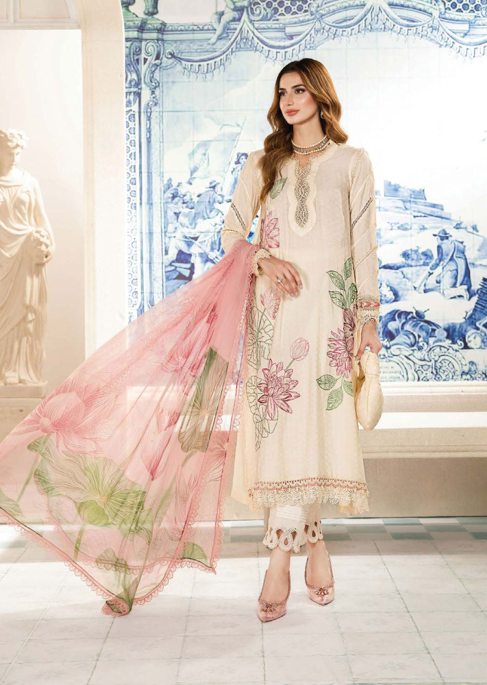 MSBT-101-A - Unstitched - Maria B MPrints Lawn Eid Collection 2024 - Memsaab Online