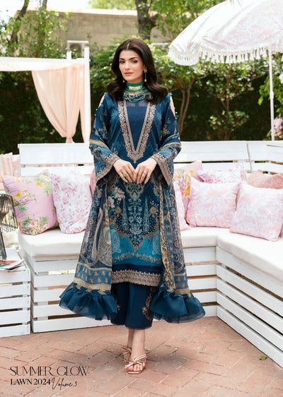 GLL-24V-01 - SYLVIYA - Unstitched - The Summer Glow Lawn Collection 2024 - Memsaab Online