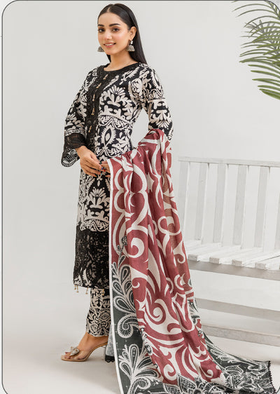 RLK-01-R - Readymade - Rangz Khaddar Winter Suit 2025 - Memsaab Online