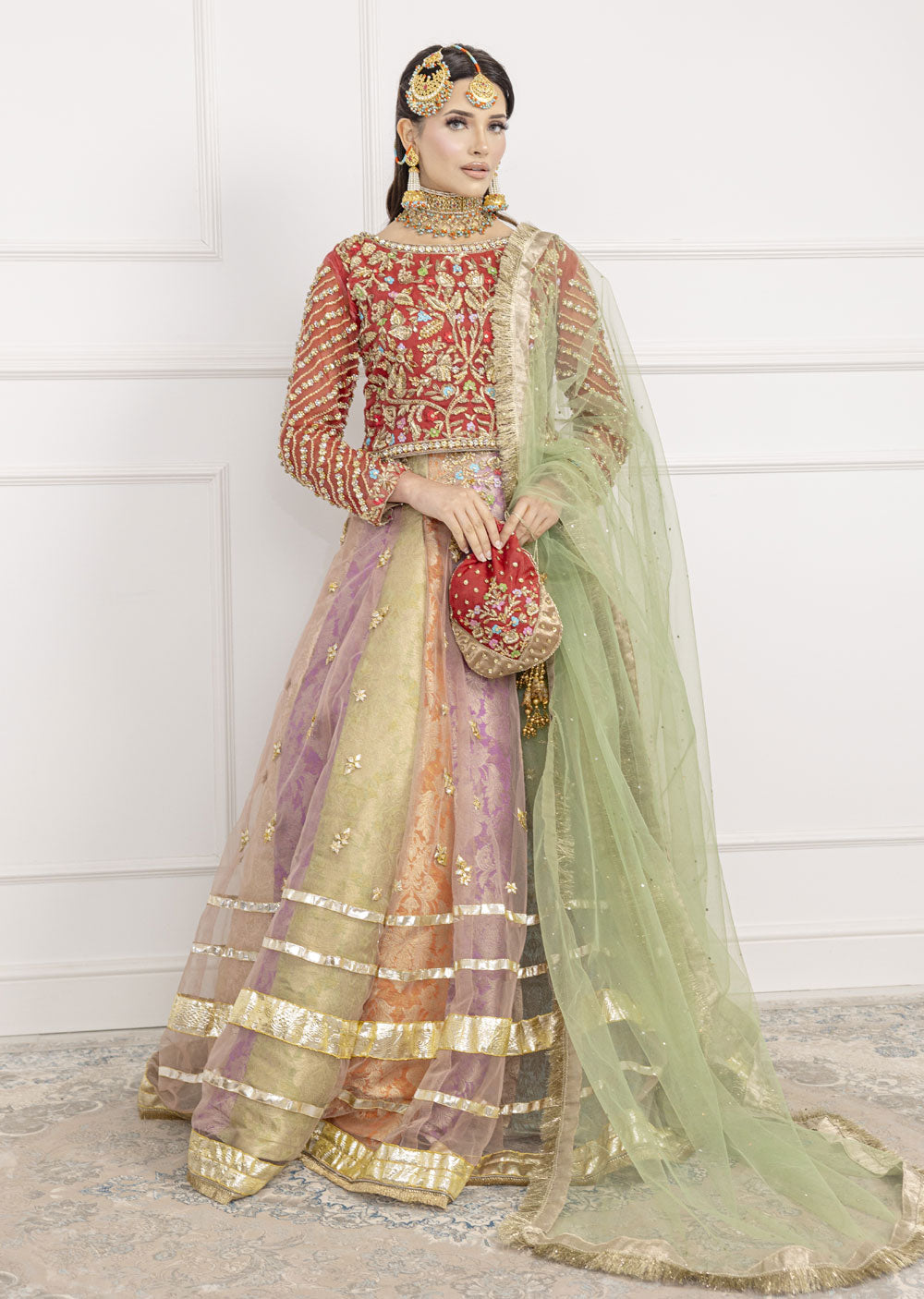 SRB1201 - Alamzeb - Multi Colour Sehrish.B Designer - Memsaab Online