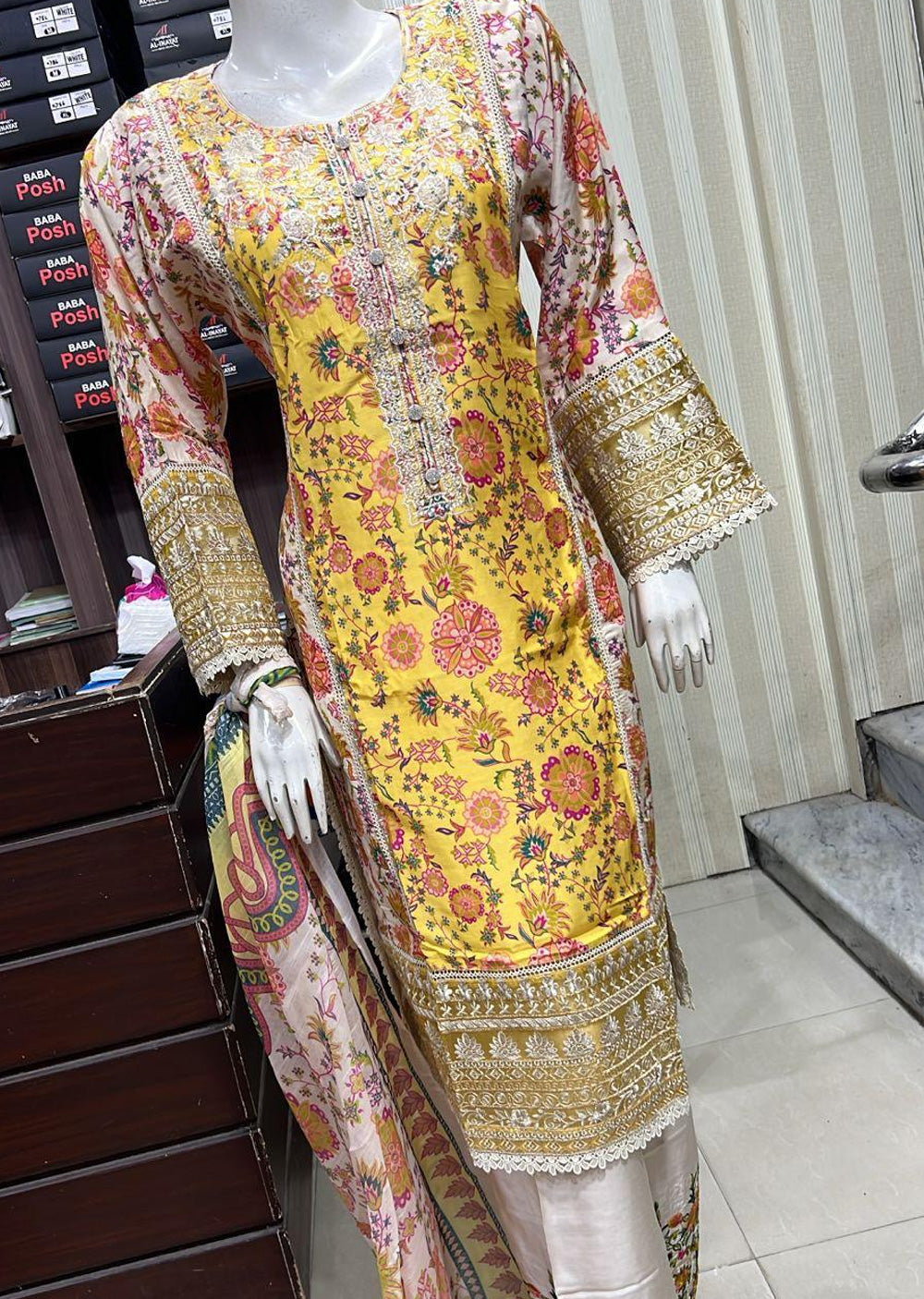 BPH-202 - Readymade Yellow Viscose Suit - Memsaab Online