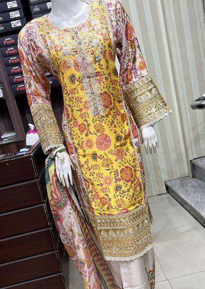 BPH-202 - Readymade Yellow Viscose Suit - Memsaab Online