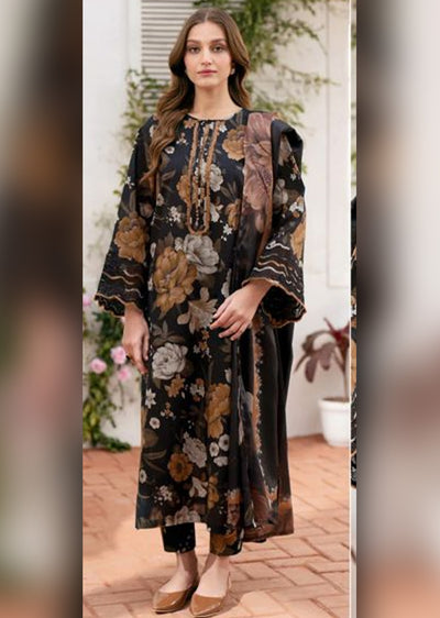 BTYR-02 - Black - Unstitched - Baroque Inspired Dhanak Suit 2025 - Memsaab Online