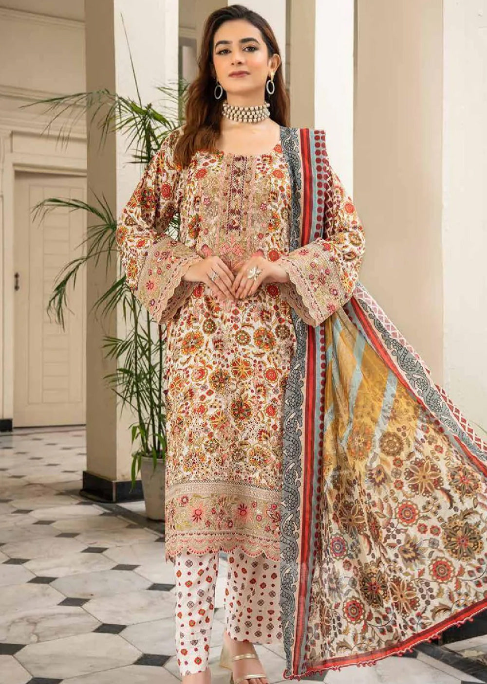 MSL- 02 Readymade Munira Khazaan Linen Suit - Memsaab Online
