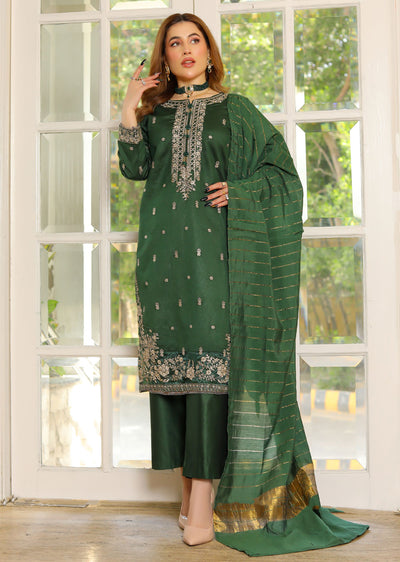 KLD314 / KLD1009 Dinah - Green Readymade Khadi Net Suit - Memsaab Online