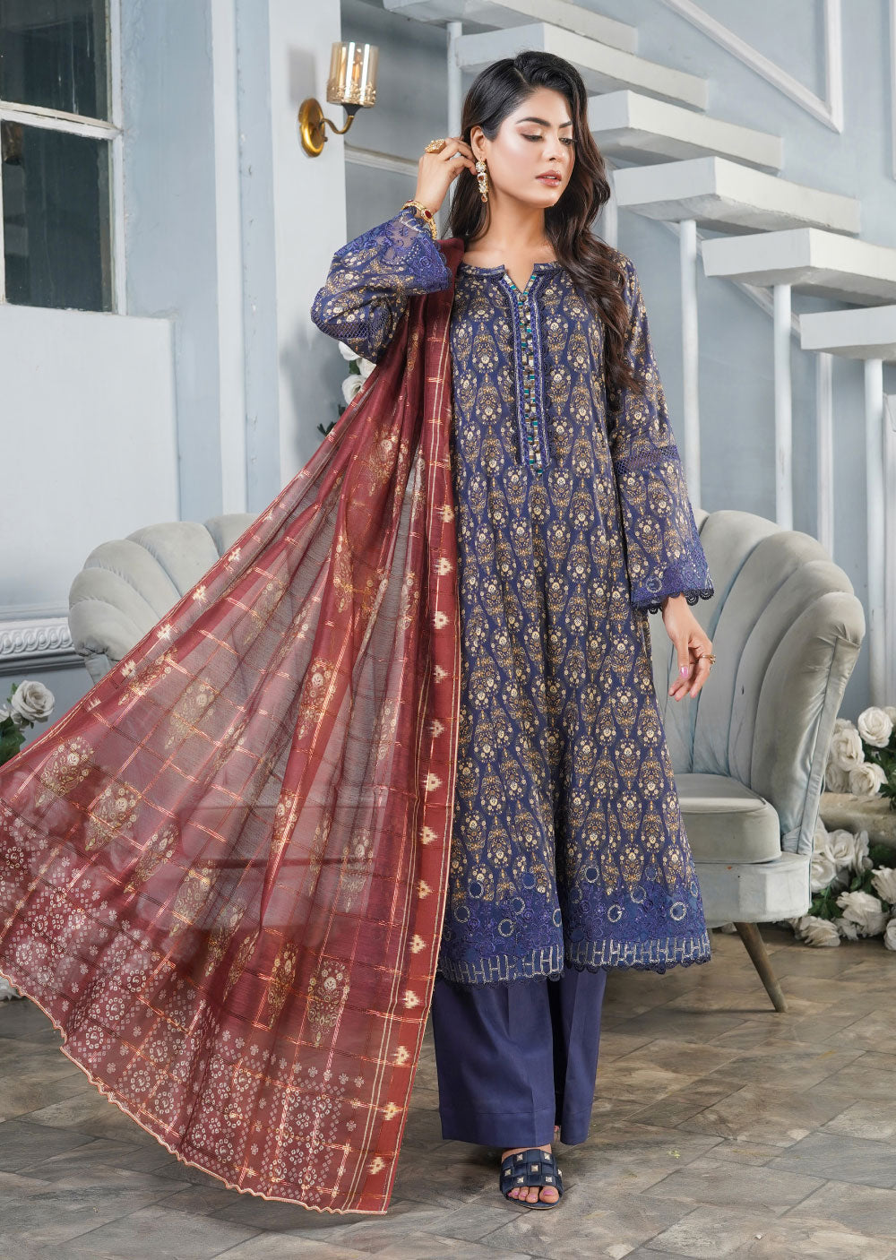 MNRD-01-R - Readymade - Munira Summer Lawn Collection 2024 - Memsaab Online