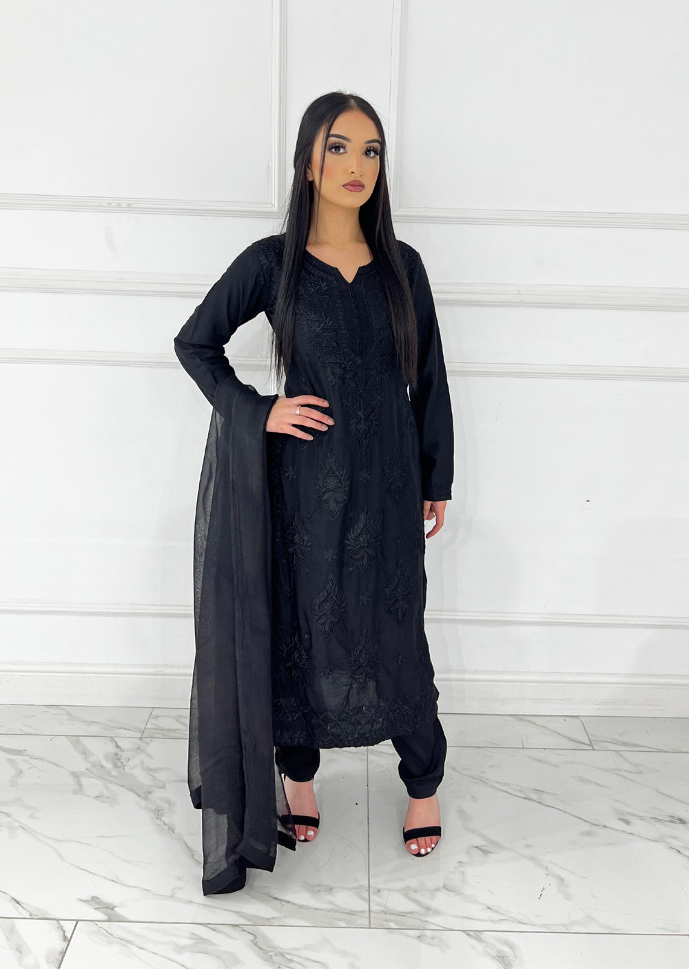 HK295 - Black - Mummy n Me Linen Outfit - Memsaab Online