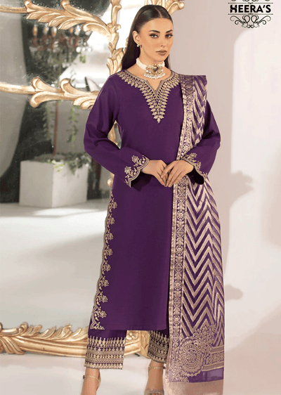 HSS-160 - Readymade - Khaddar Majesty Embroidered Heeras Suit - Memsaab Online