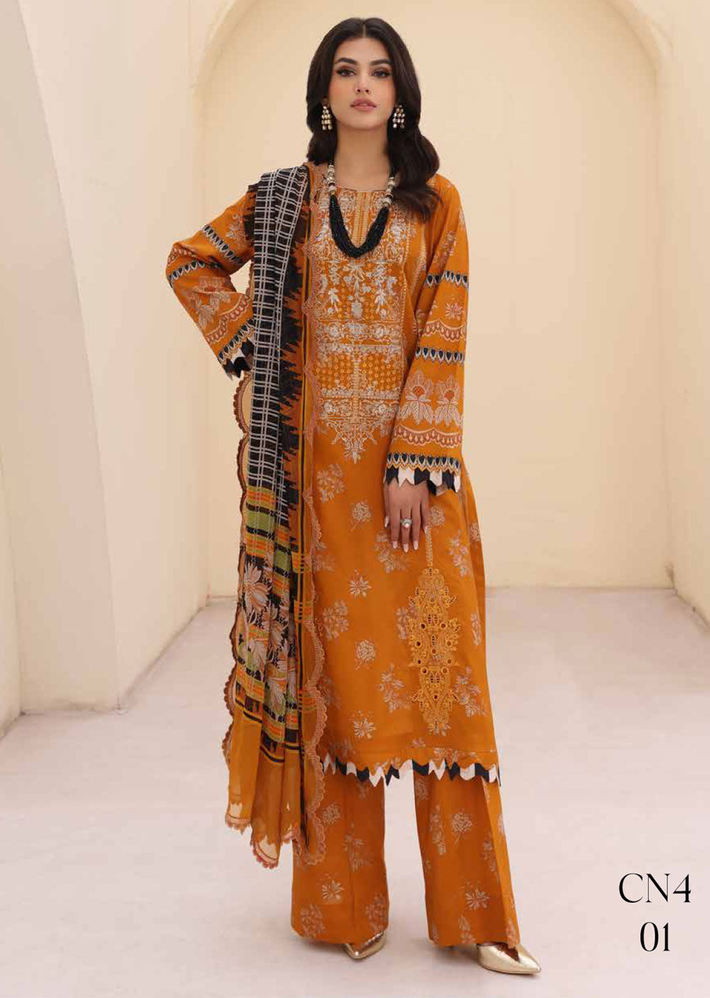 CN-01 - Unstitched - Charizma Naranji Summer Spring Volume 01 2024 - Memsaab Online