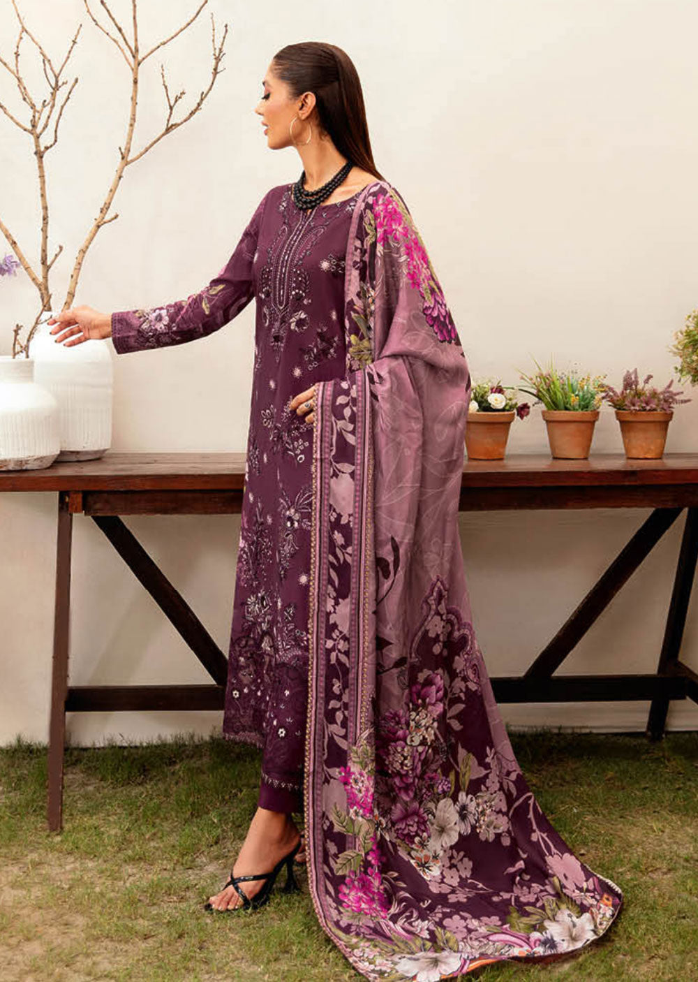 L-1201-R - Readymade - Ramsha Mashaal Luxury Lawn Vol 12 2024 - Memsaab Online