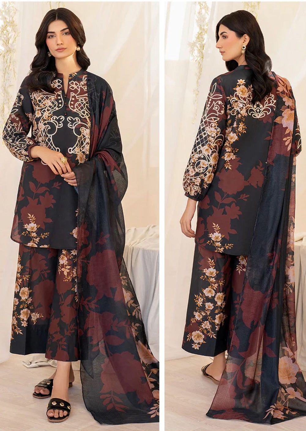 NU-01 - Baroque Inspired Linen Suit - Memsaab Online