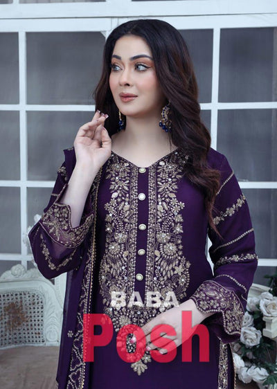 SHAZ9006 Chiffon Embroidered Suit 4 Colours - Memsaab Online