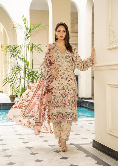 MSL-06 Readymade Munira Khazaan Linen Suit - Memsaab Online