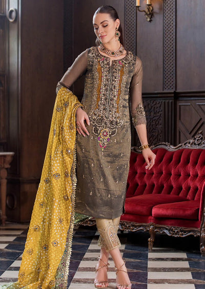 P-273 - Golden - Readymade Cotton Chkien Outfit 2025 - Memsaab Online