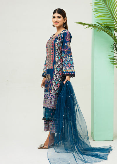 RTJ-01 - Readymade - Rangz Printed Lawn Suit 2025 - Memsaab Online