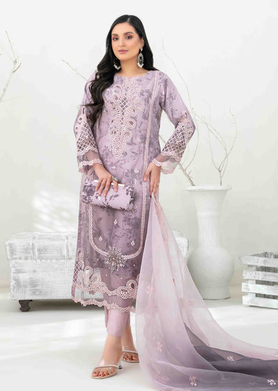 YSN-4028 - Unstitched - Yasna Embroidered Fancy Organza Suit 2025 - Memsaab Online