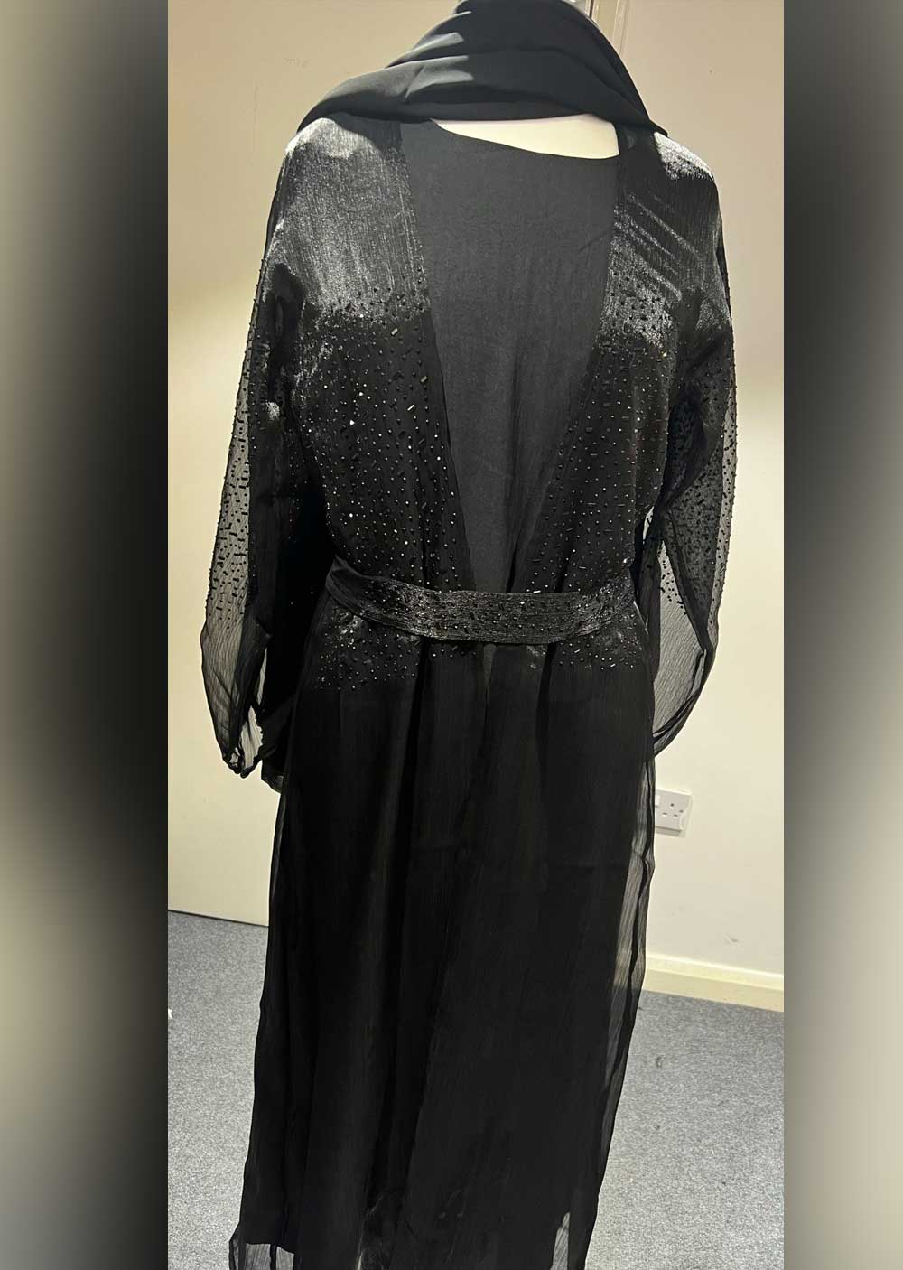 DSL-01 Fatima - Black Jacket Style Abaya Set - Memsaab Online