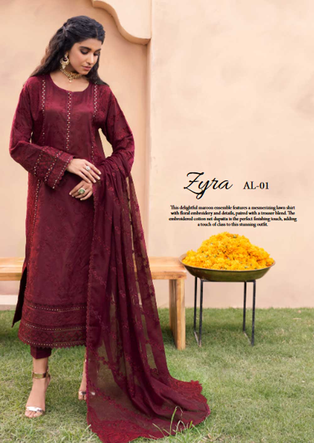 IZU-01 - Unstitched - Aashiaan Festive Lawn Collection by Iznik 2023 - Memsaab Online