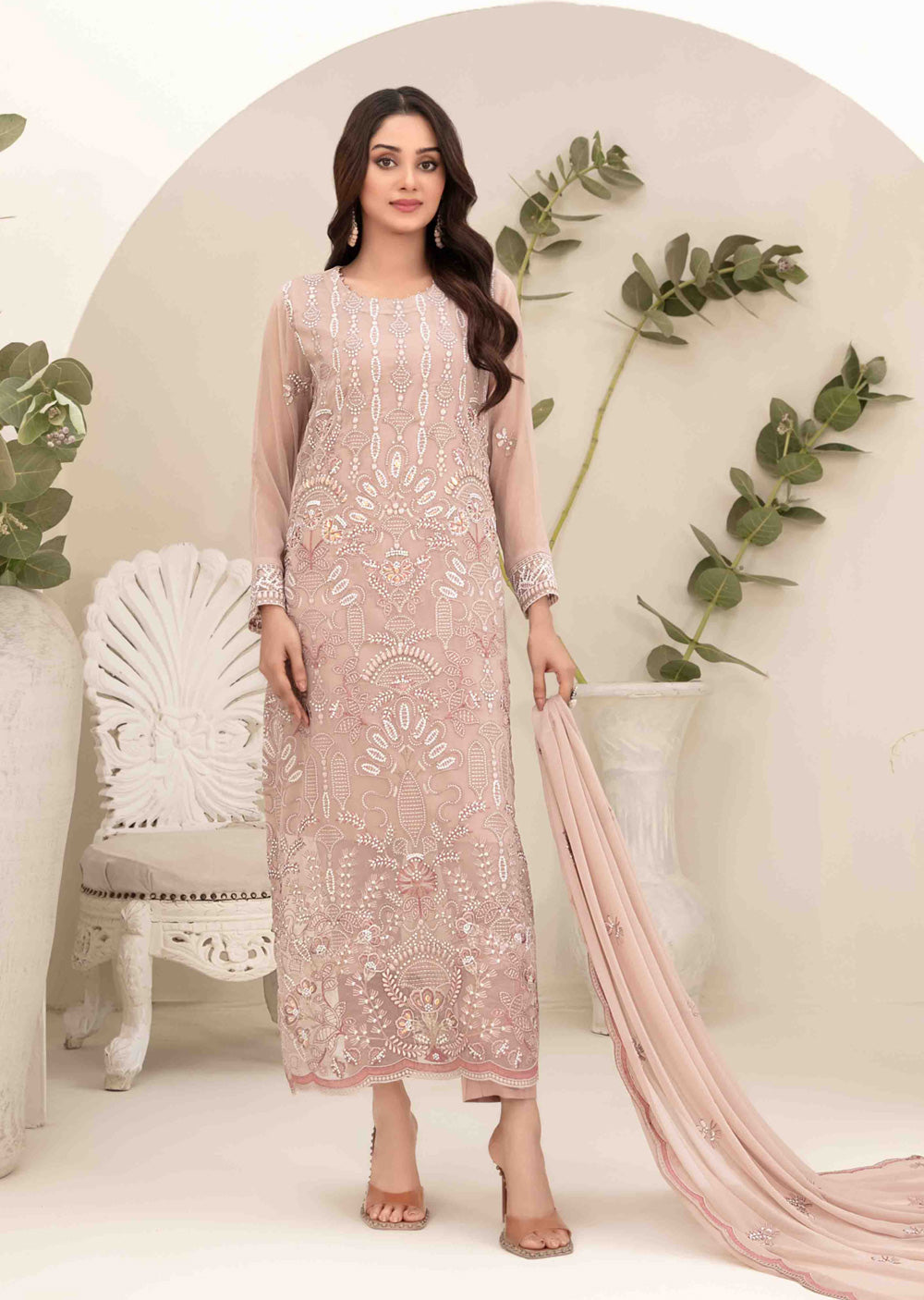 STH-5624 - Unstitched - Setareh Fancy Embroidered Chiffon Collection 25 - Memsaab Online