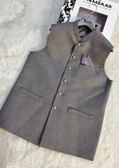 W-2331 Mens Grey Premium Waist Coat - Memsaab Online