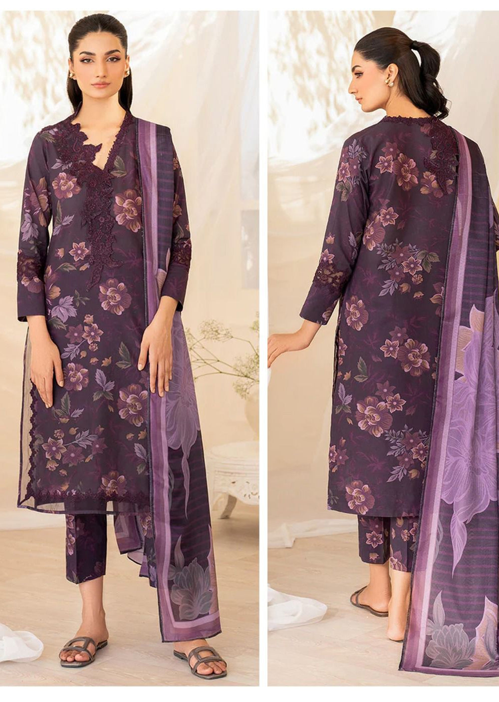NU-09 - Baroque Inspired Linen Suit - Memsaab Online