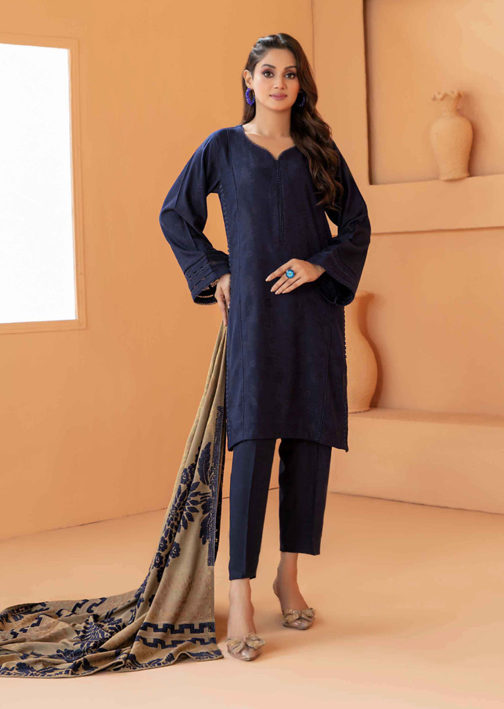 MHZ-3725 - Unstitched - Mahzala Jacquard Suit by Tawakkal 2025 - Memsaab Online