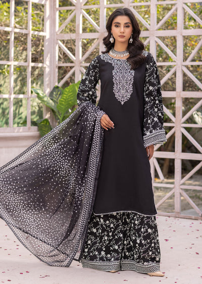 MDM-69 Black - Readymade - Embroidered Cotton Suit - Memsaab Online