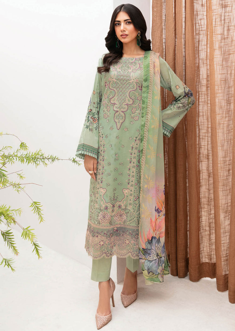 Z-1101 - Unstitched - Ramsha Mashaal Luxury Lawn Vol 11 2024 - Memsaab Online