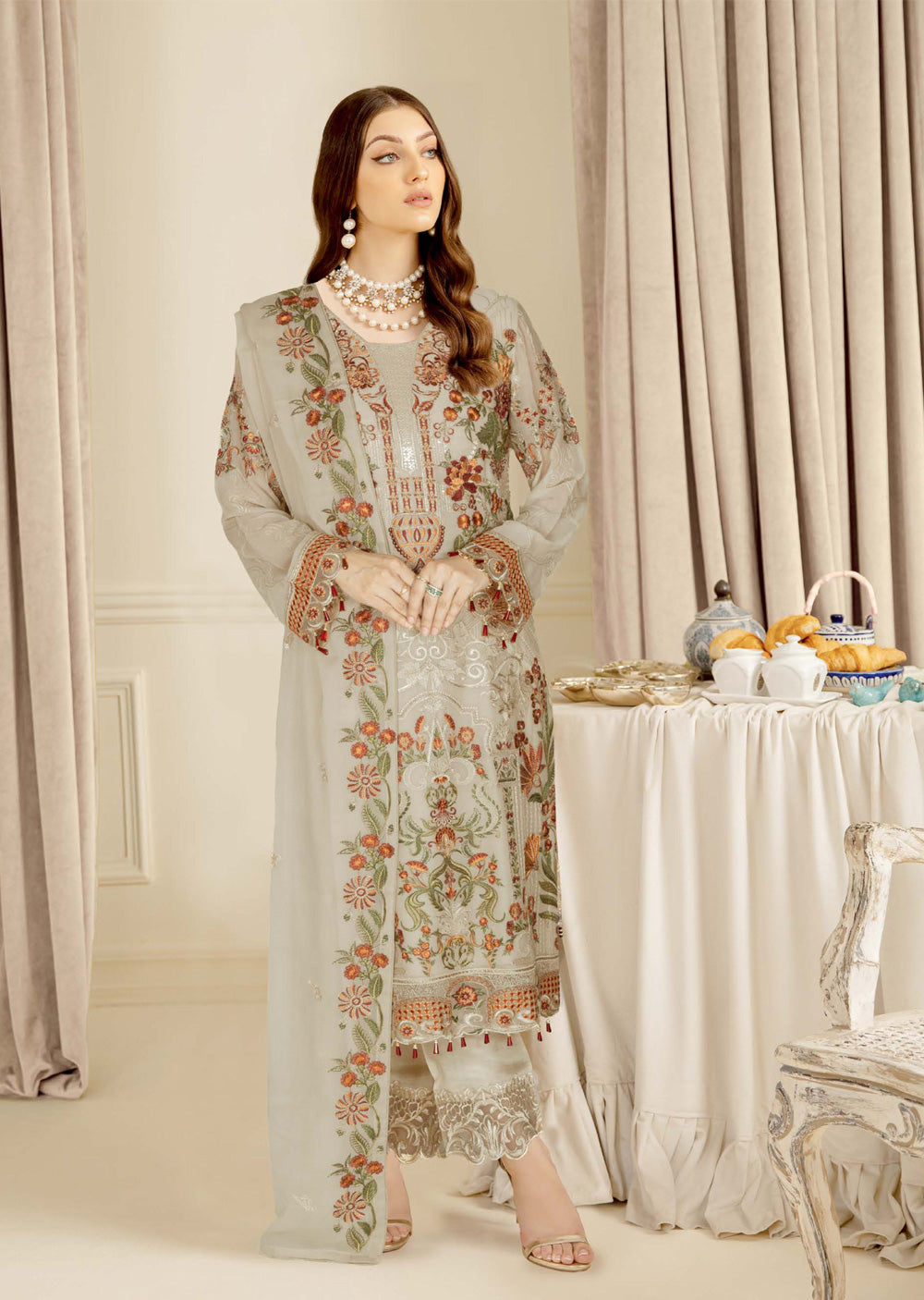 N-401-R - Readymade - Ramsha Nayab Weightless Chiffon Vol 4 2024 - Memsaab Online