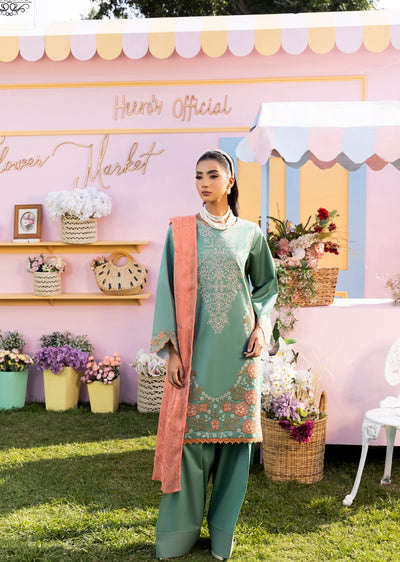 HSS-367- Readymade Green Heeras Suit - Memsaab Online